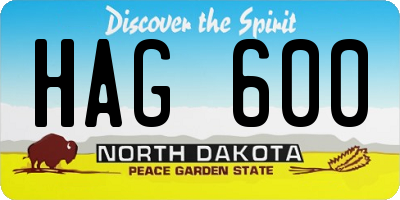 ND license plate HAG600