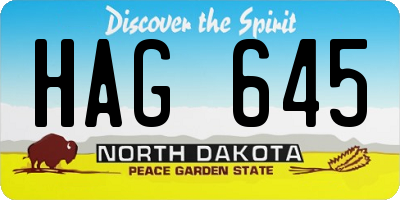 ND license plate HAG645