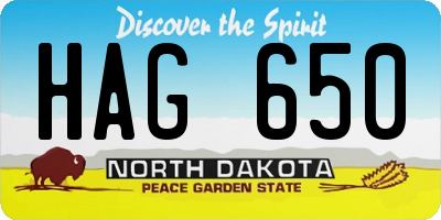 ND license plate HAG650