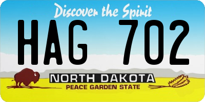 ND license plate HAG702