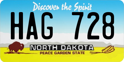 ND license plate HAG728