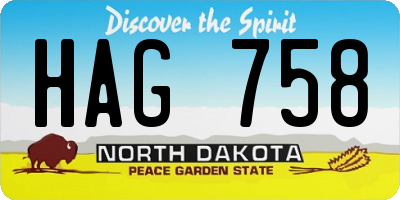 ND license plate HAG758