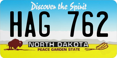 ND license plate HAG762