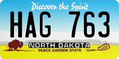 ND license plate HAG763