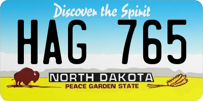 ND license plate HAG765