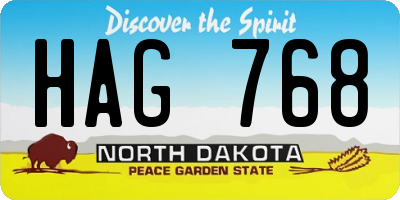 ND license plate HAG768