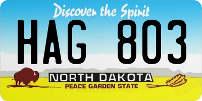 ND license plate HAG803