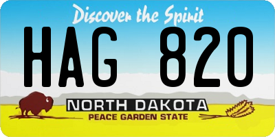 ND license plate HAG820