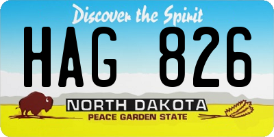 ND license plate HAG826