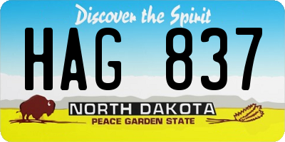 ND license plate HAG837