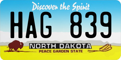 ND license plate HAG839