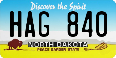 ND license plate HAG840