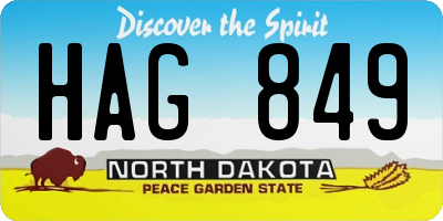 ND license plate HAG849