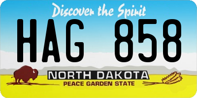 ND license plate HAG858