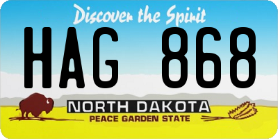 ND license plate HAG868