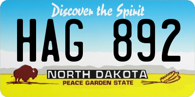 ND license plate HAG892