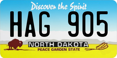 ND license plate HAG905