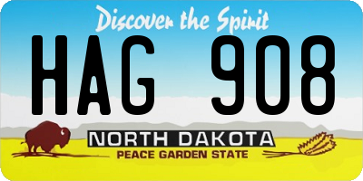 ND license plate HAG908