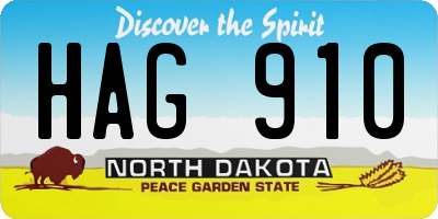 ND license plate HAG910