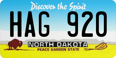 ND license plate HAG920