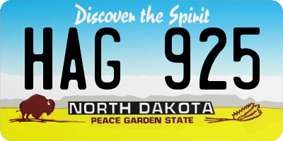 ND license plate HAG925