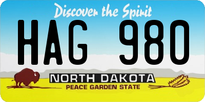 ND license plate HAG980