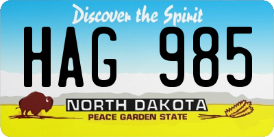 ND license plate HAG985