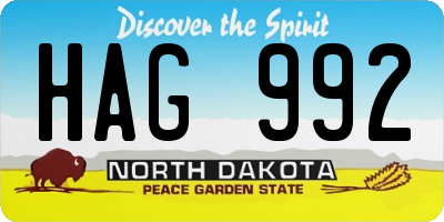 ND license plate HAG992