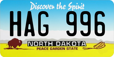 ND license plate HAG996