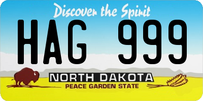 ND license plate HAG999