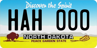 ND license plate HAH000