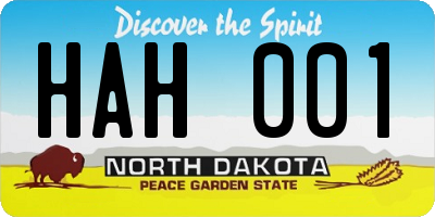 ND license plate HAH001