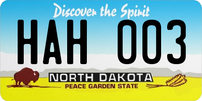 ND license plate HAH003