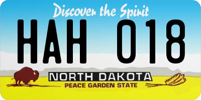 ND license plate HAH018