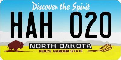 ND license plate HAH020