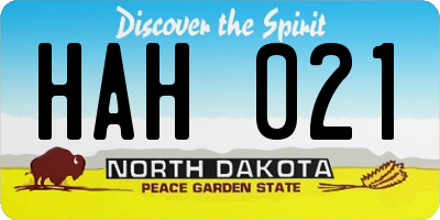 ND license plate HAH021