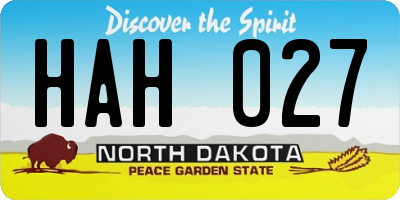 ND license plate HAH027