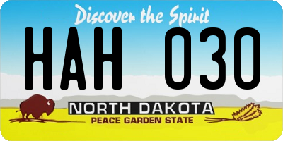 ND license plate HAH030