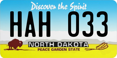 ND license plate HAH033