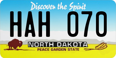 ND license plate HAH070