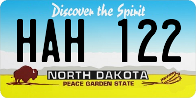 ND license plate HAH122