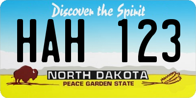 ND license plate HAH123