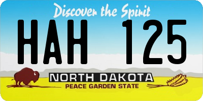 ND license plate HAH125