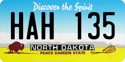 ND license plate HAH135