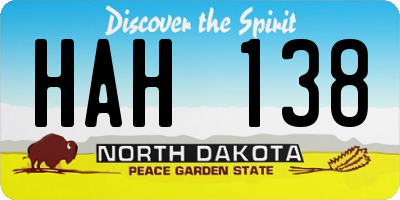 ND license plate HAH138