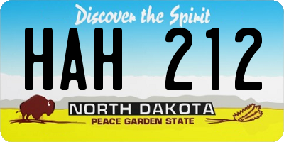 ND license plate HAH212