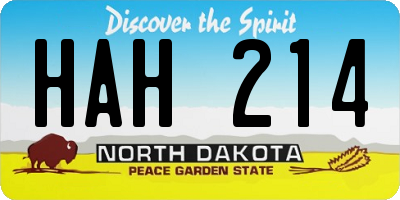 ND license plate HAH214