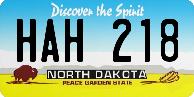 ND license plate HAH218