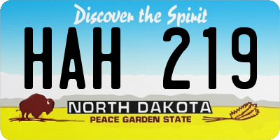 ND license plate HAH219