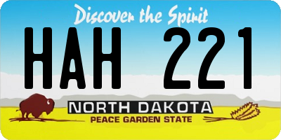 ND license plate HAH221